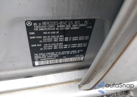 2000 Mercedes-Benz Ml 320 из США, поврежденный, VIN 4JGAB54E4YA154472